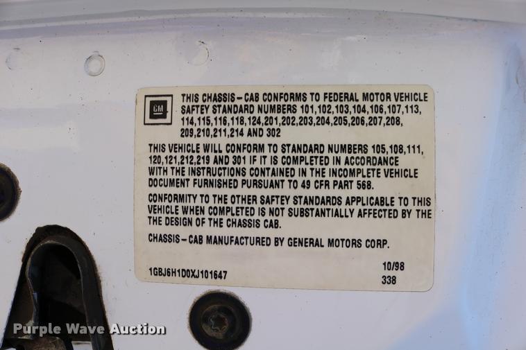 image for item DD0227 1999 Chevrolet C6500 dump truck