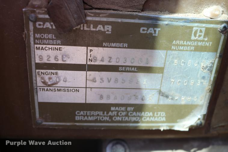 image for item DD0231 1990 Caterpillar 926E wheel loader