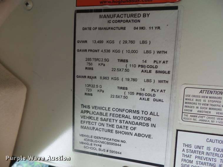 image for item DH9405 2012 International CE school bus