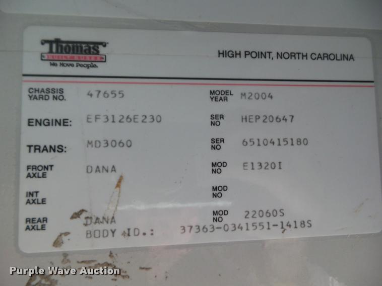 image for item DH9408 2004 Thomas Built 1418S school bus