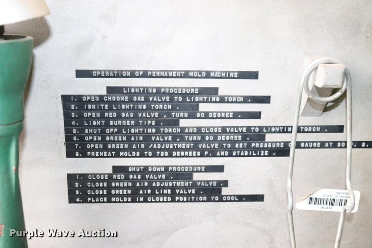 image for item DQ9302 1970 shop built permanent mold casting machine