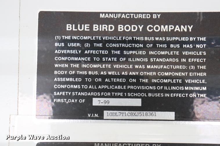 image for item DQ9366 1999 GMC B7 school bus