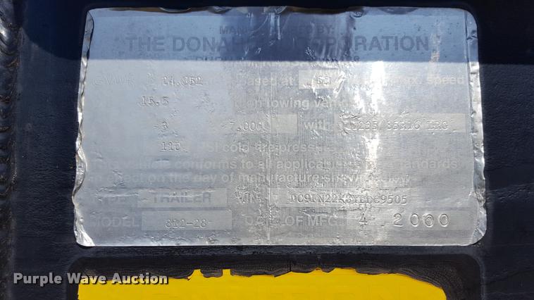 image for item DL9008 2000 Donahue 812-28 equipment trailer