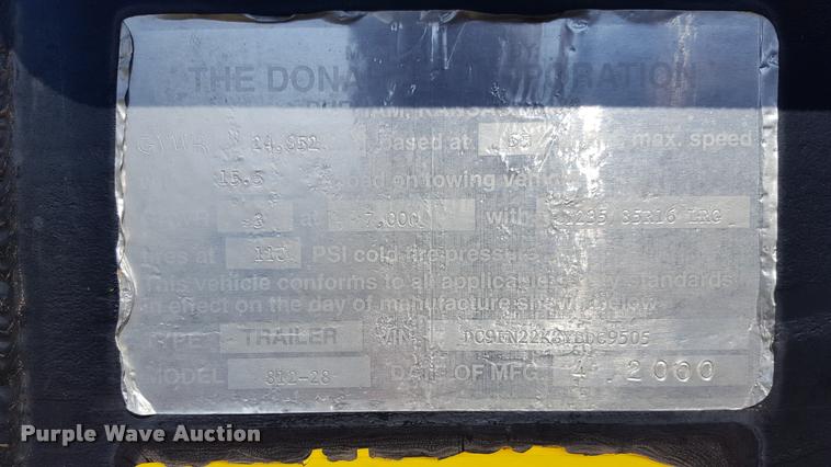 image for item DL9008 2000 Donahue 812-28 equipment trailer