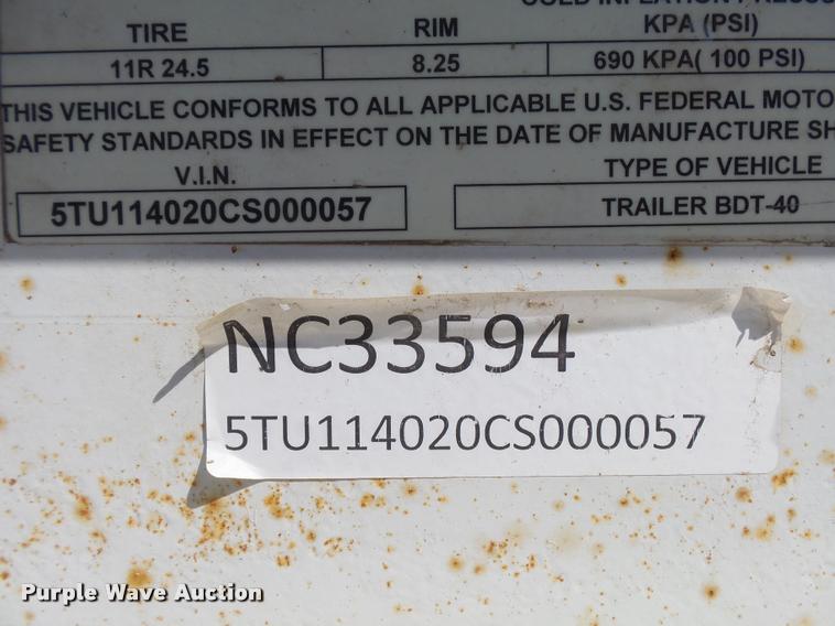 image for item DC3874 2012 Construction Specialist Packmule BDT-40 bottom dump trailer