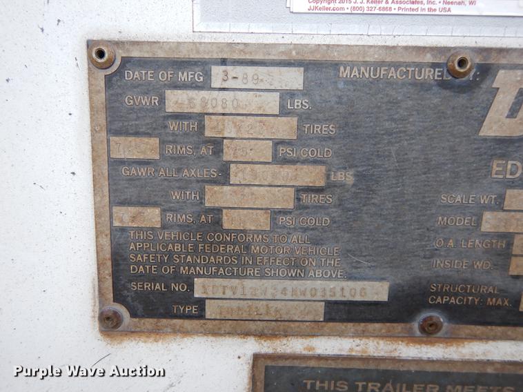 image for item DD0823 1989 Dorsey dry van trailer