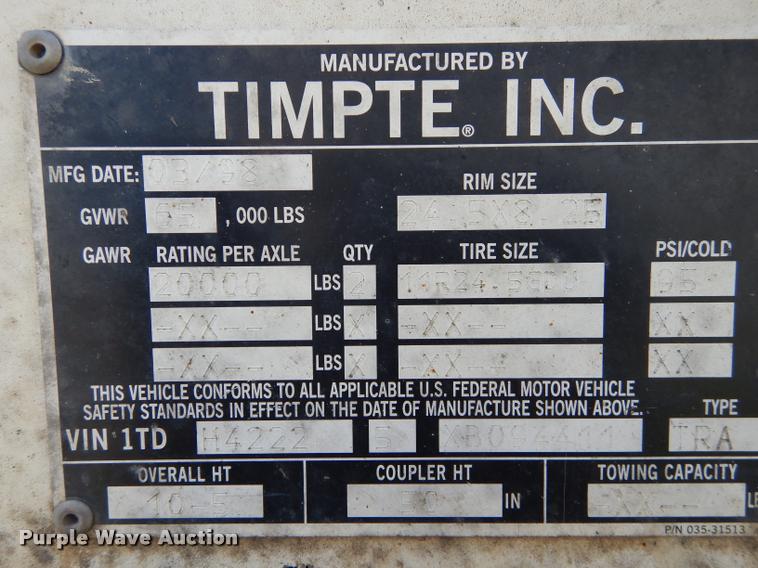 image for item DD0843 1999 Timpte Super Double Hopper grain trailer