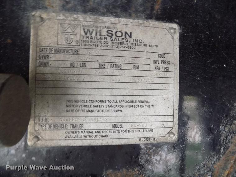 image for item DP9958 2009 Wilson CFD-900 drop deck equipment trailer