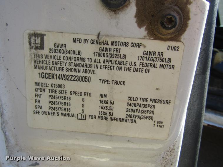 image for item DA3129 2002 Chevrolet Silverado 1500 pickup truck