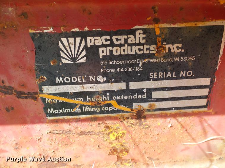 image for item DA6877 Pac-craft 116B SP Hefty Herman scissor lift