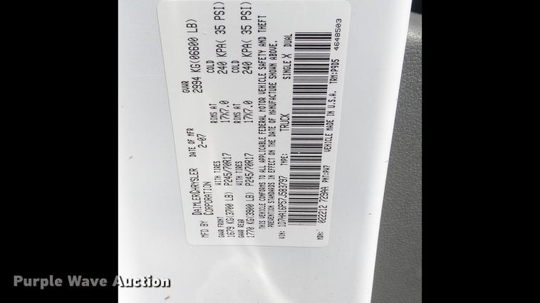 image for item DC1753 2007 Dodge Ram 1500 pickup truck