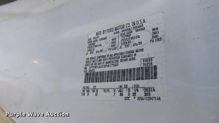 image for item DC1761 2002 Ford Ranger SuperCab pickup truck