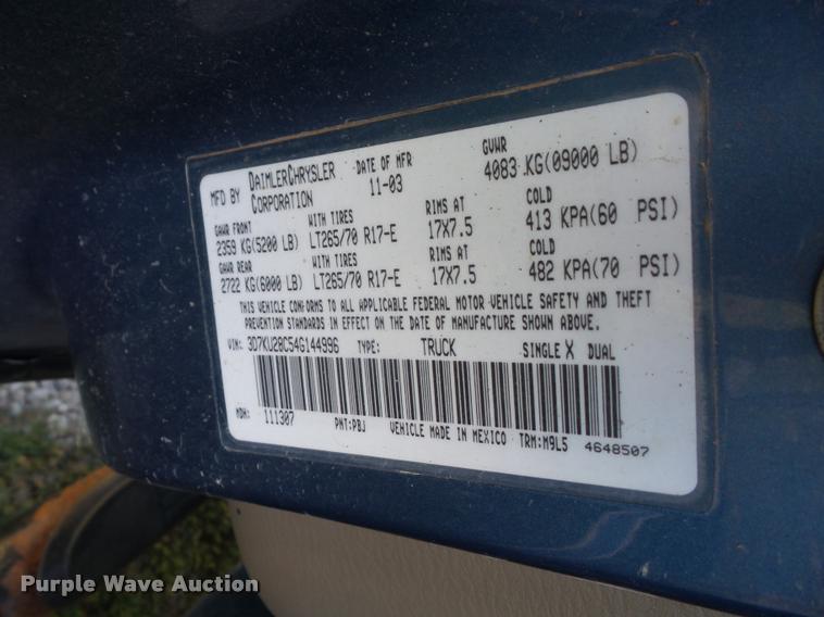 image for item DC5358 2004 Dodge Ram 2500 Quad Cab pickup truck