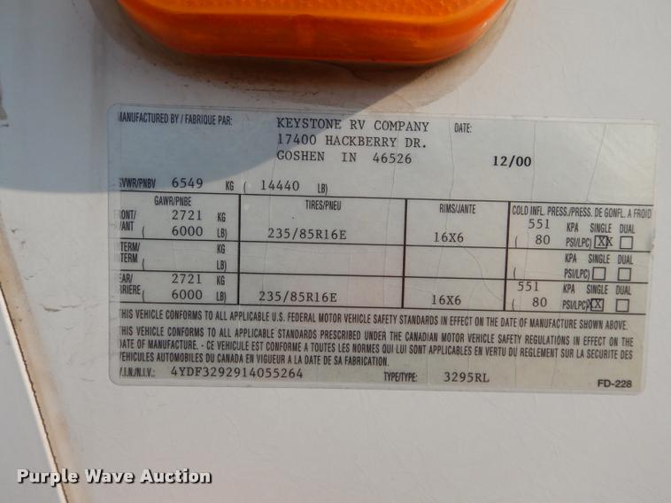 image for item DD0838 2001 Keystone Montana camper