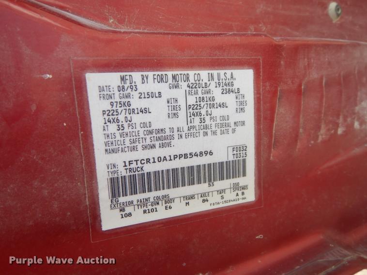 image for item DD0844 1993 Ford Ranger XLT pickup truck