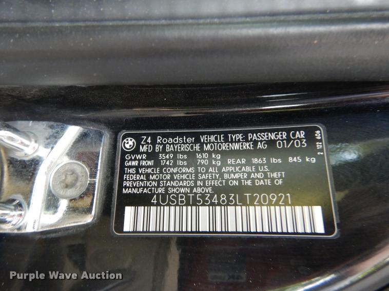 image for item DD0851 2003 BMW Z4 convertible