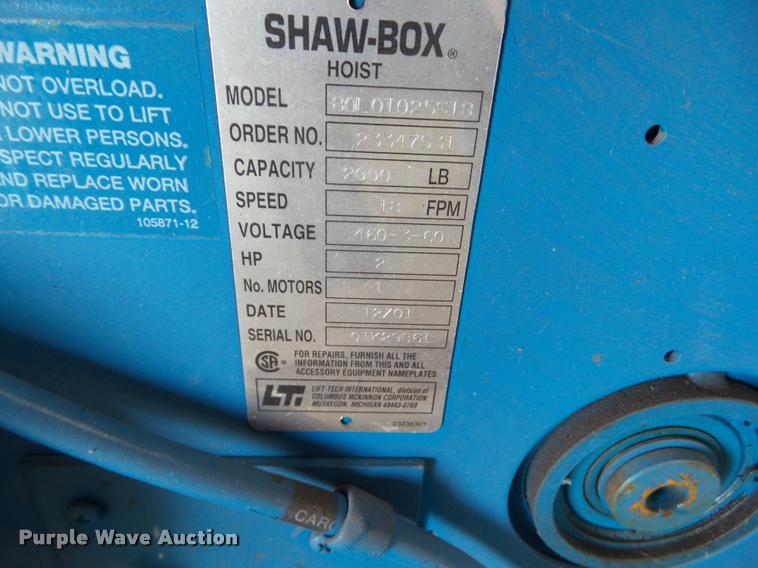 image for item DH9436 2002 Lift Tech Shaw box hoist