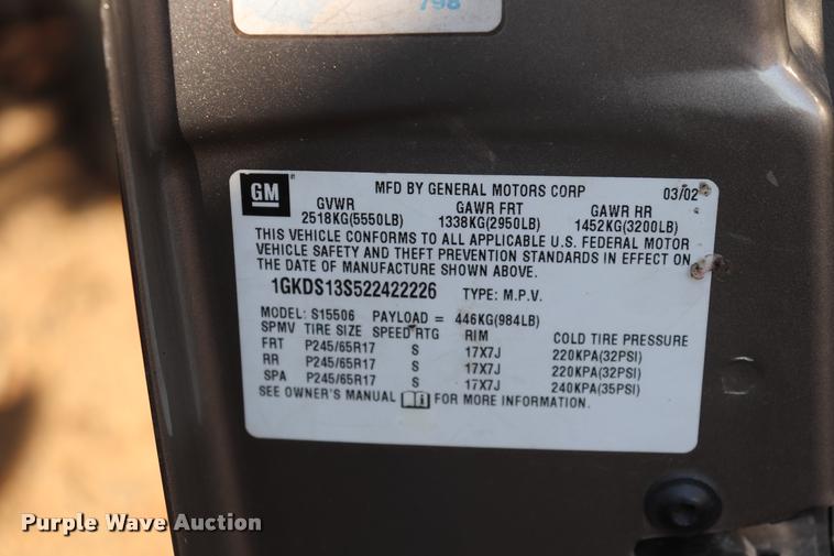 image for item DQ9260 2002 GMC Envoy