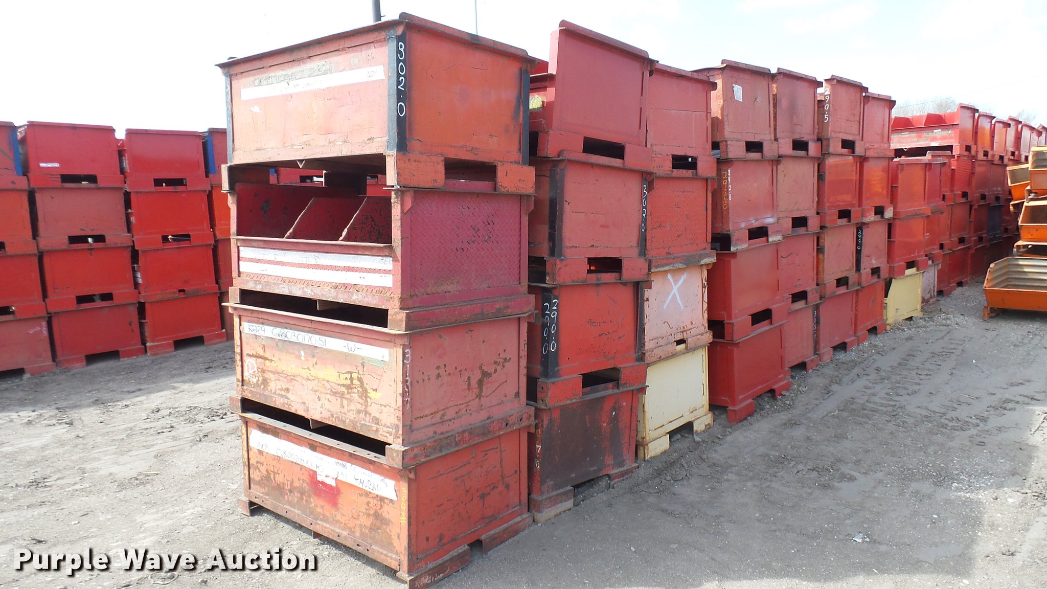 (4) steel storage bins in Wichita, KS Item G1471 sold Purple Wave