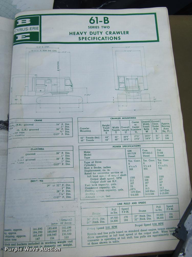 image for item DA3160 1966 Bucyrus Erie 61B crane / dragline
