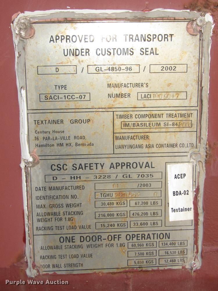 image for item DA3166 2003 Textainer container