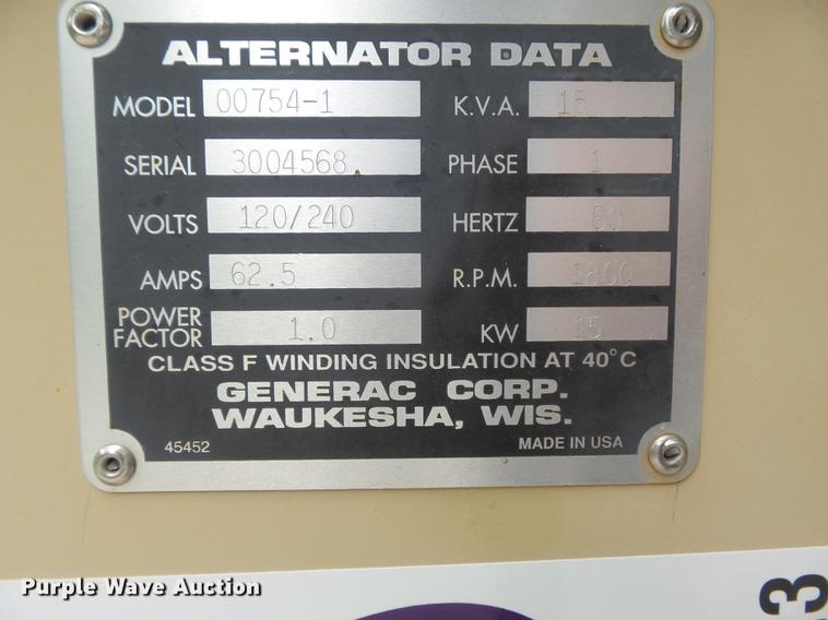 image for item DB6423 1998 Generac 00754-1 generator