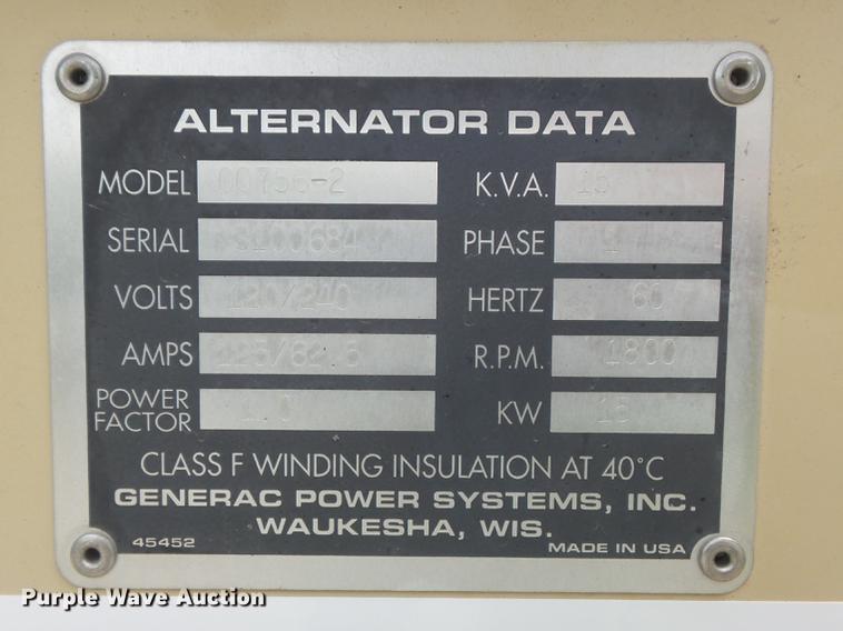 image for item DB6424 1998 Generac 00756-2 generator