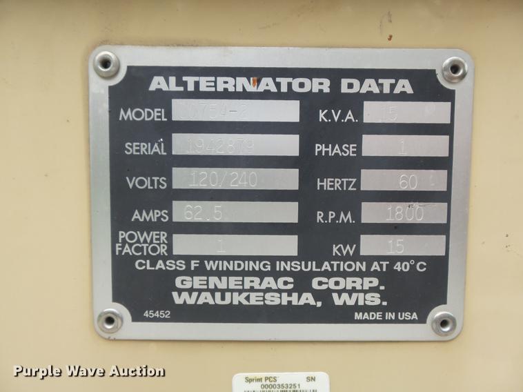 image for item DB6425 1998 Generac 00754-2 generator