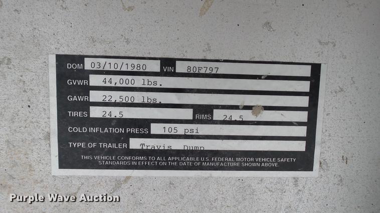 image for item DC2605 1980 Travis end dump trailer