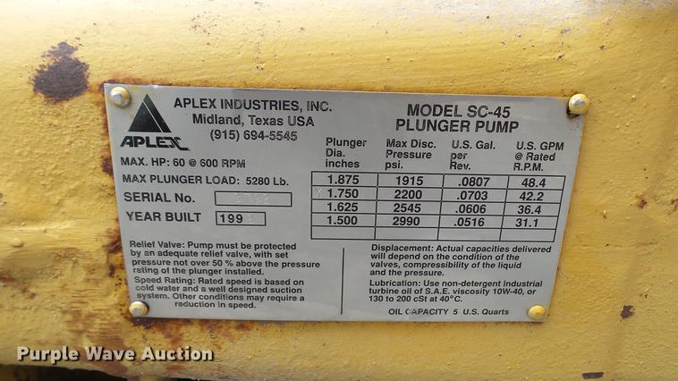 image for item DC2620 1999 Aplex SC-45 plunger pump