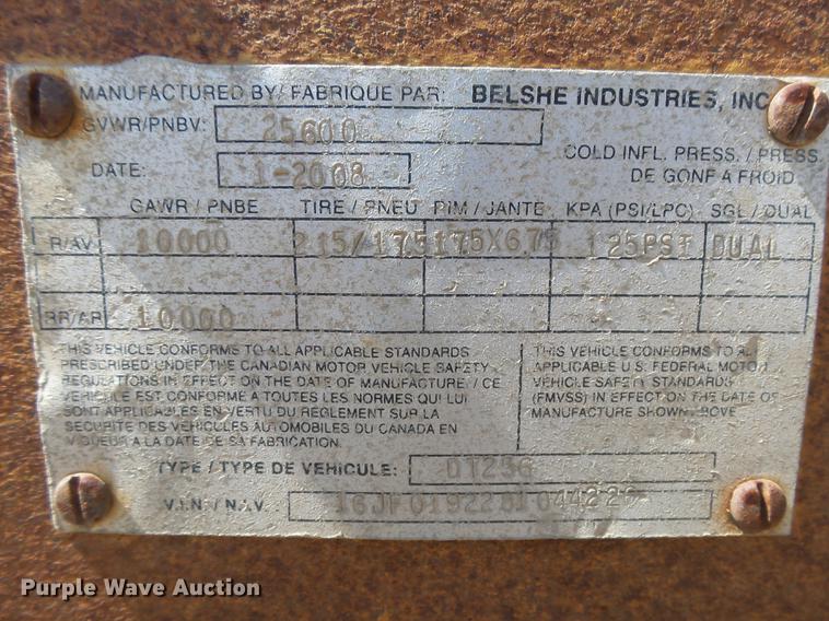 image for item DC3860 2008 Belshe DT256 equipment trailer