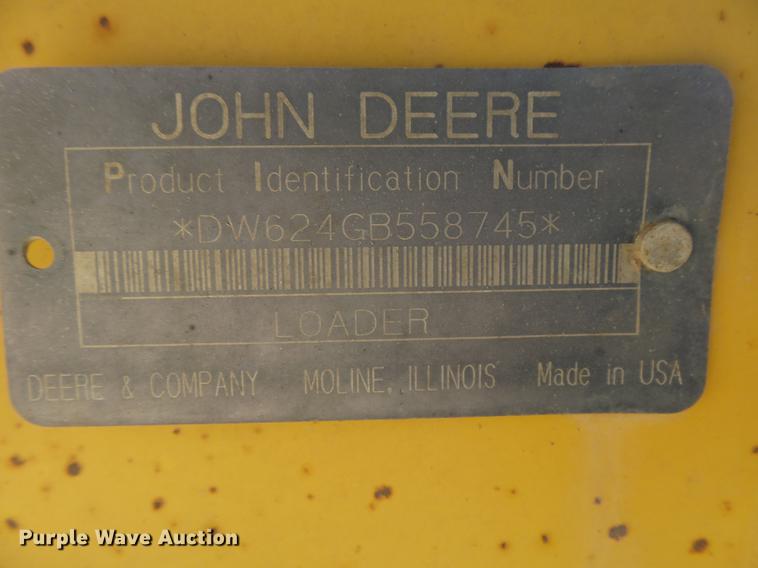 image for item DC3864 1996 John Deere 624G wheel loader