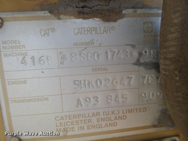 image for item DC3869 1993 Caterpillar 416B backhoe