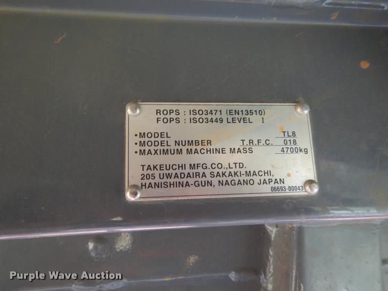 image for item DC5988 Takeuchi TL8 skid steer