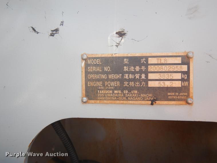 image for item DC5988 Takeuchi TL8 skid steer