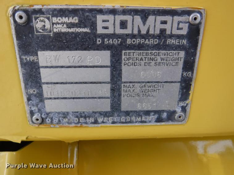 image for item DD0869 1990 Bomag BW172PD single drum roller