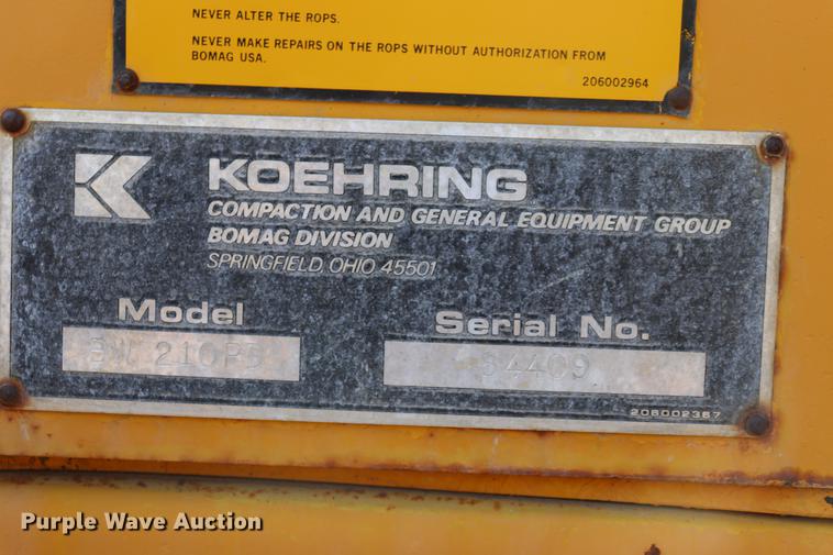 image for item ED9500 1979 Koehring Bomag BW210PD single drum roller