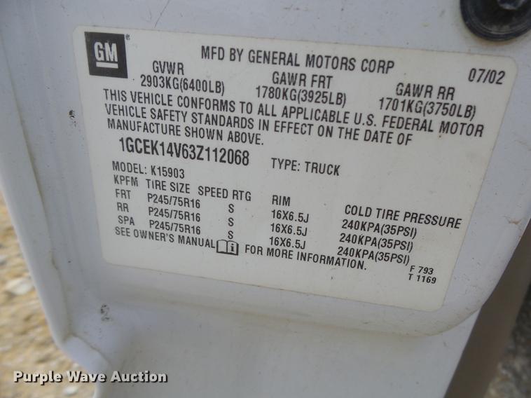 image for item DB1484 2003 Chevrolet Silverado 1500 pickup truck