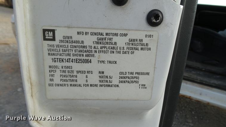 image for item DC2592 2001 GMC Sierra 1500 pickup truck