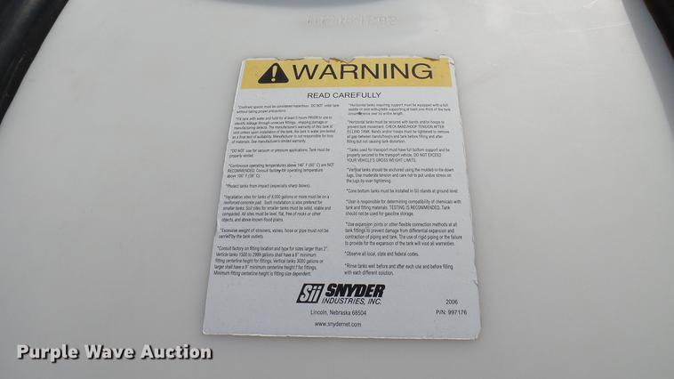 image for item DC2596 Snyder Industries poly tank