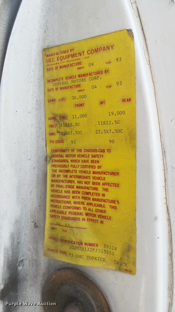 image for item DC1788 1993 GMC TopKick digger derrick truck