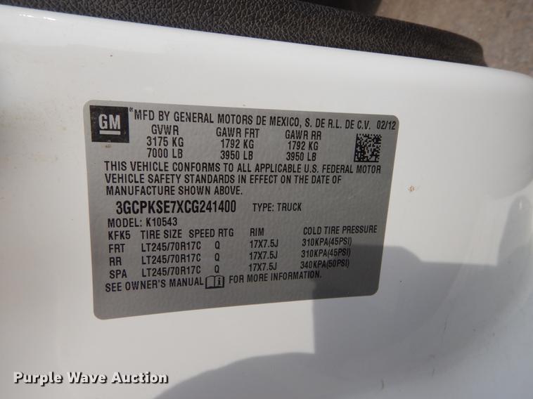 image for item DC5338 2012 Chevrolet Silverado 1500 Crew Cab pickup truck