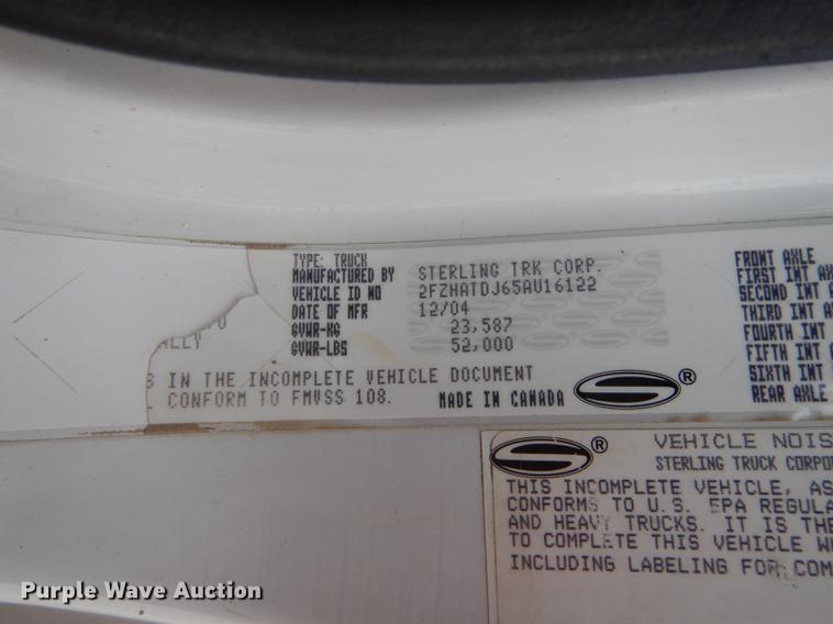 image for item DD0837 2005 Sterling L7500 dump truck