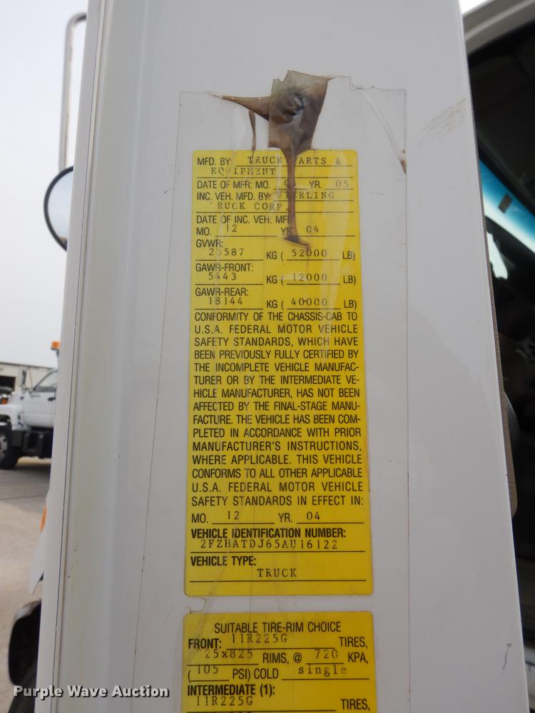 image for item DD0837 2005 Sterling L7500 dump truck