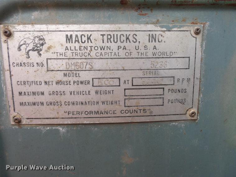 image for item DD2134 1969 Mack DM607S truck cab and chassis