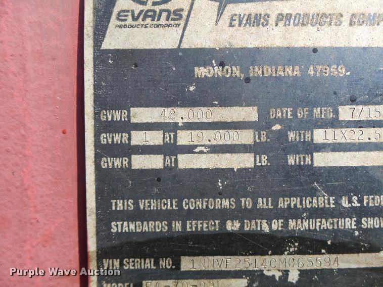 image for item DB5762 1982 Evans Monon FA70DBL dry van trailer