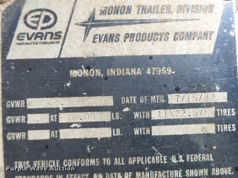 image for item DB5762 1982 Evans Monon FA70DBL dry van trailer