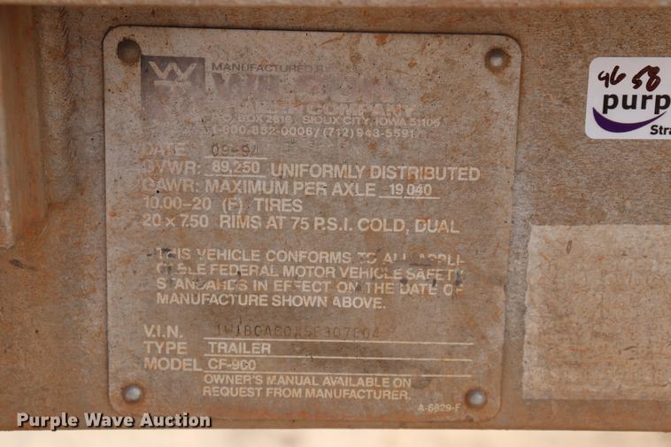 image for item ED9528 1995 Wilson CF-900 flatbed trailer