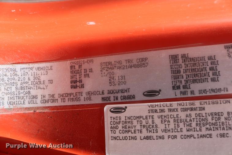 image for item DD0075 2001 Sterling LT7501 dump truck