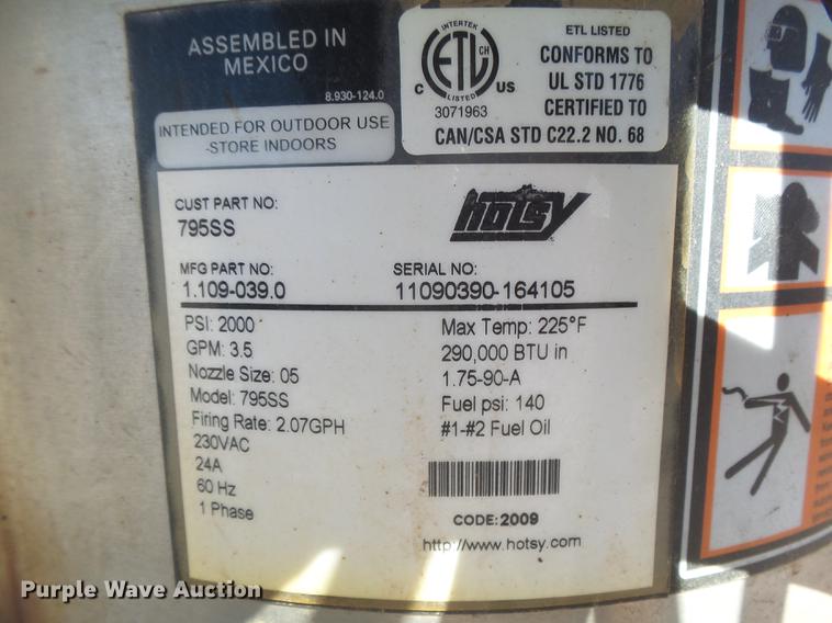 image for item DE9179 (3) Hotsy pressure washers